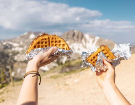 Waffles at the top of the tram